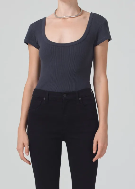 Lima Scoop Neck Tee in Charcoal sold by Citizens Of Humanity