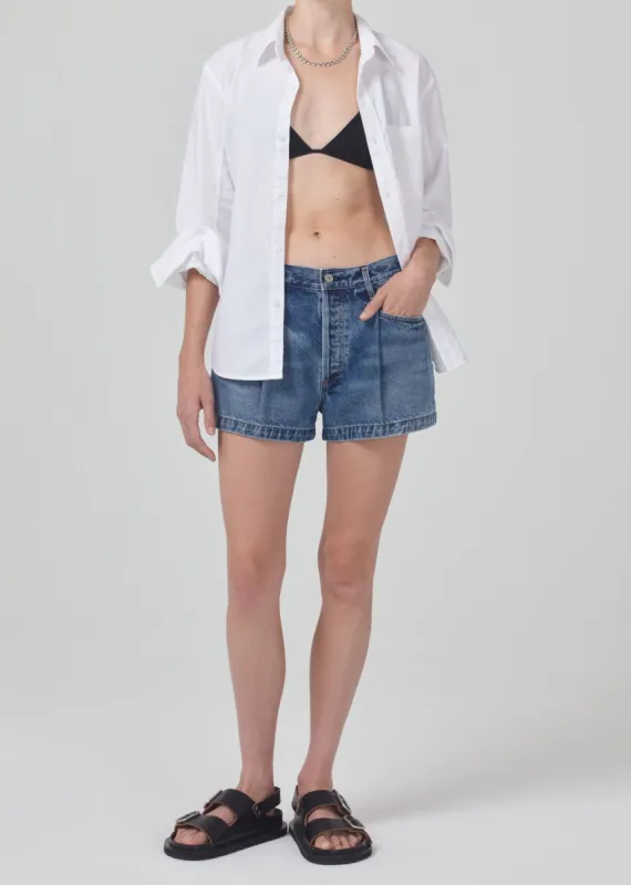 Franca Pleated Baggy Short in Harbor sold by Citizens Of Humanity
