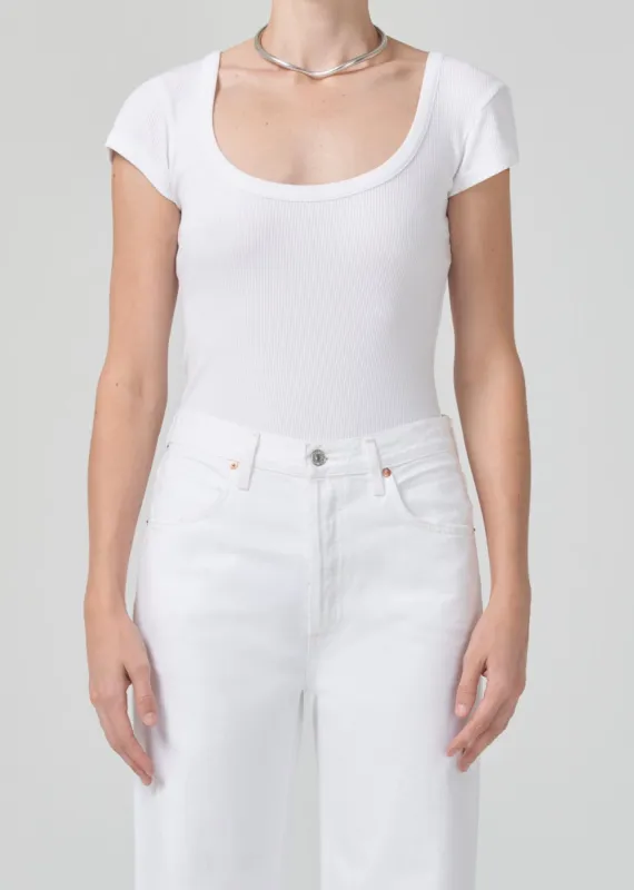 Lima Scoop Neck Tee in White sold by Citizens Of Humanity