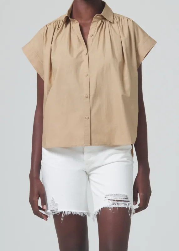 Penny Short Sleeve Blouse in Incense sold by Citizens Of Humanity