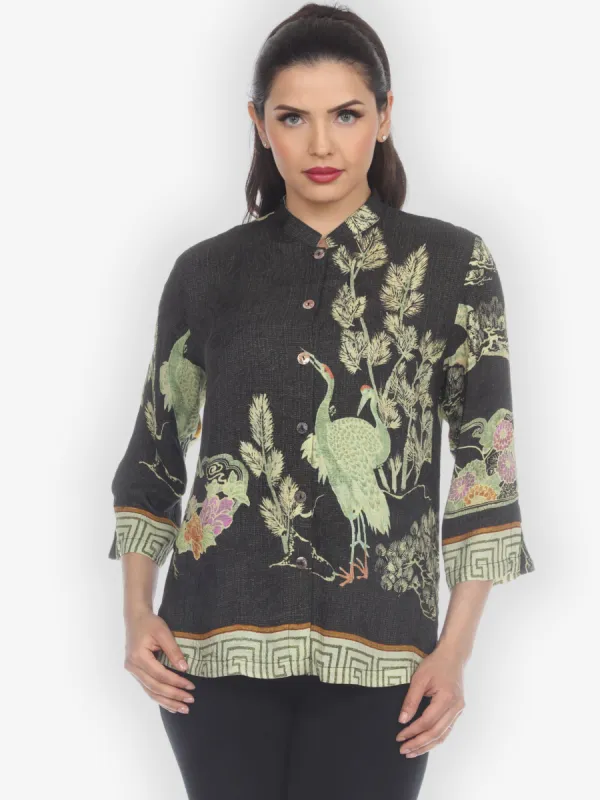 Antique Silk Crane Citron Style Silk Blouse sold by Citron