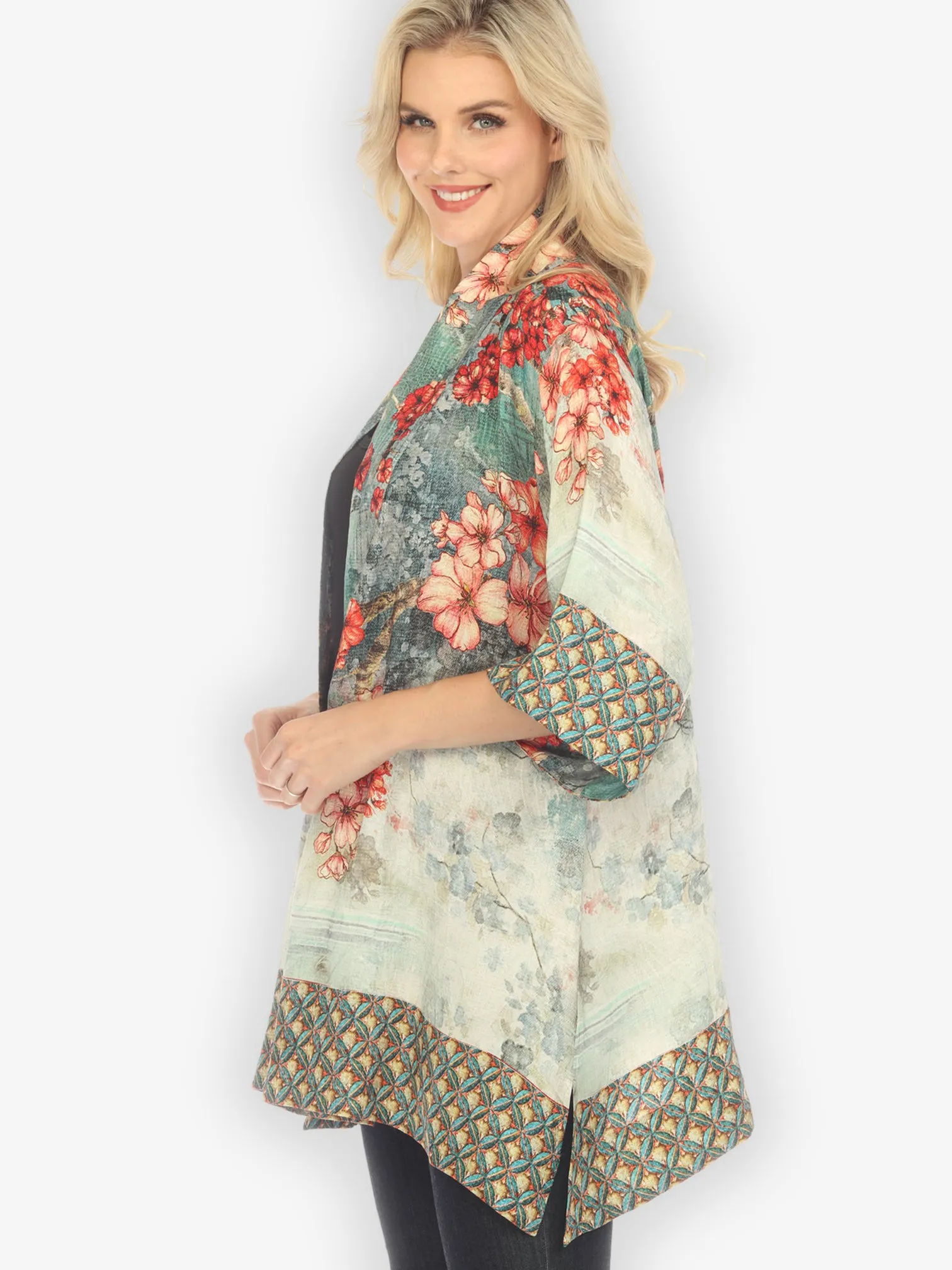 Summer Blossom Silk Kimono Jacket sold by Citron product image thumbnail 4