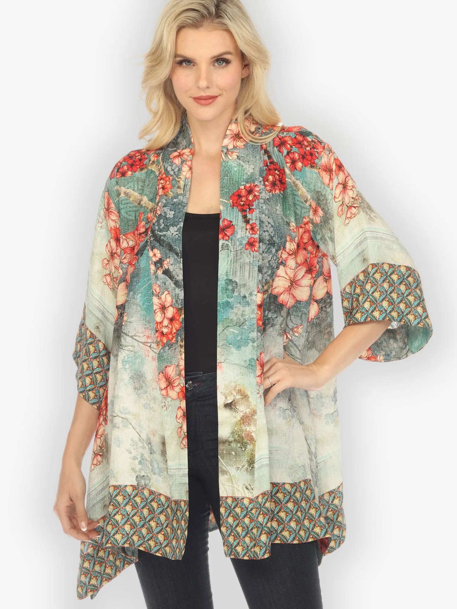 Summer Blossom Silk Kimono Jacket sold by Citron