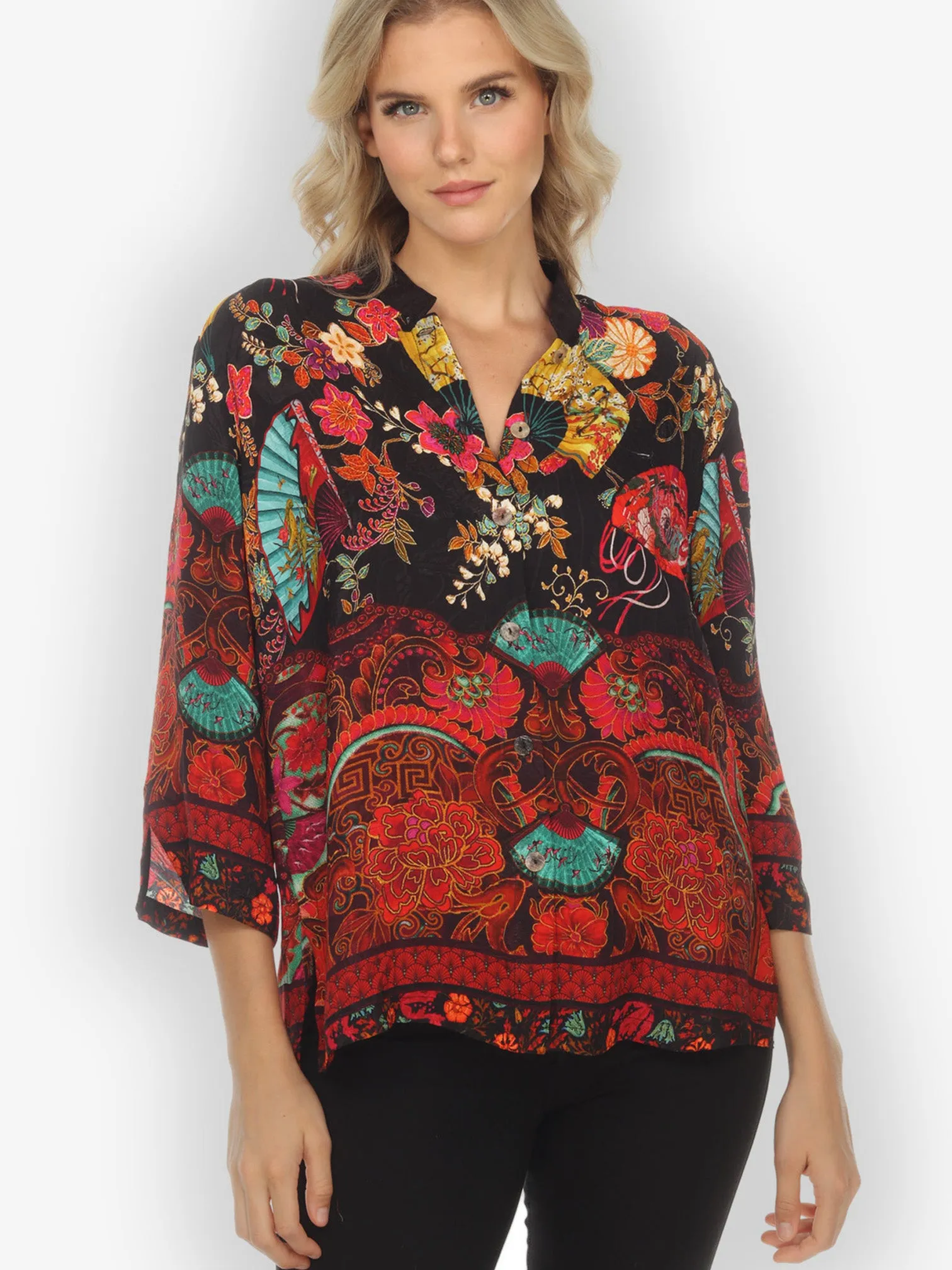 Rich Border Design Citron Style Silk Blouse sold by Citron