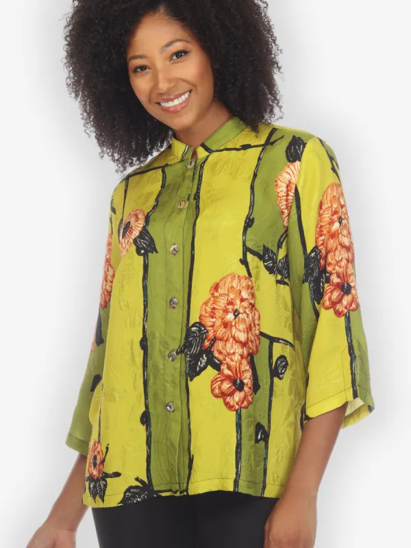 Flower on Lemon Silk Blouse sold by Citron