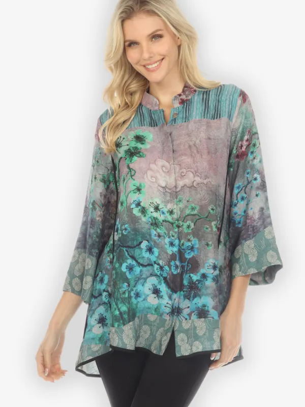 Joy Bloom Border in Blue Tummy Tuck Shirt sold by Citron