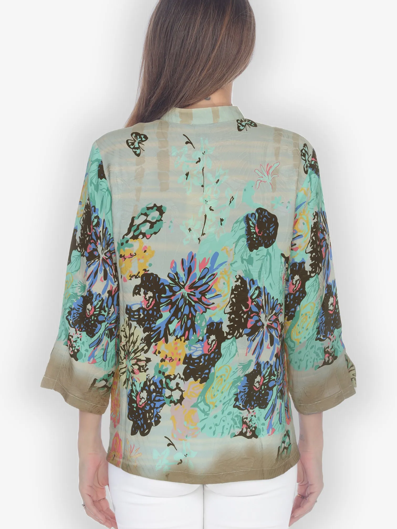 Floral Butterfly Bamboo Silk Blouse sold by Citron product image thumbnail 2