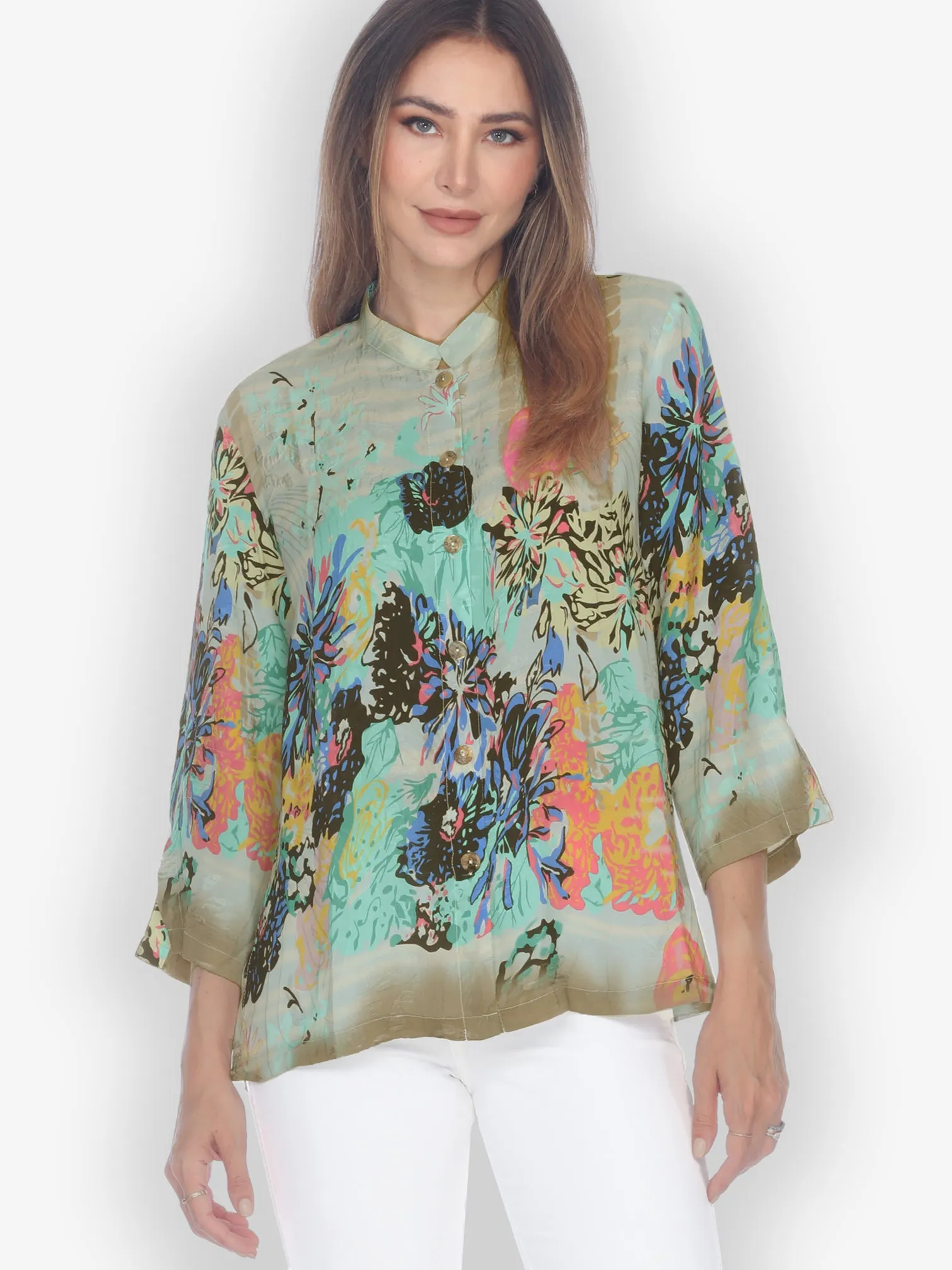 Floral Butterfly Bamboo Silk Blouse sold by Citron