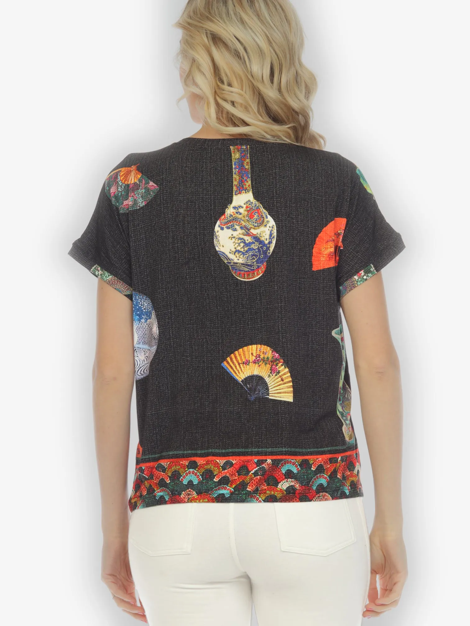 Vase and Fan Cap Sleeves Tee sold by Citron product image thumbnail 2