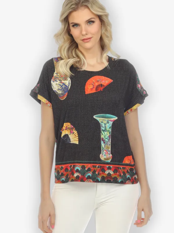 Vase and Fan Cap Sleeves Tee sold by Citron