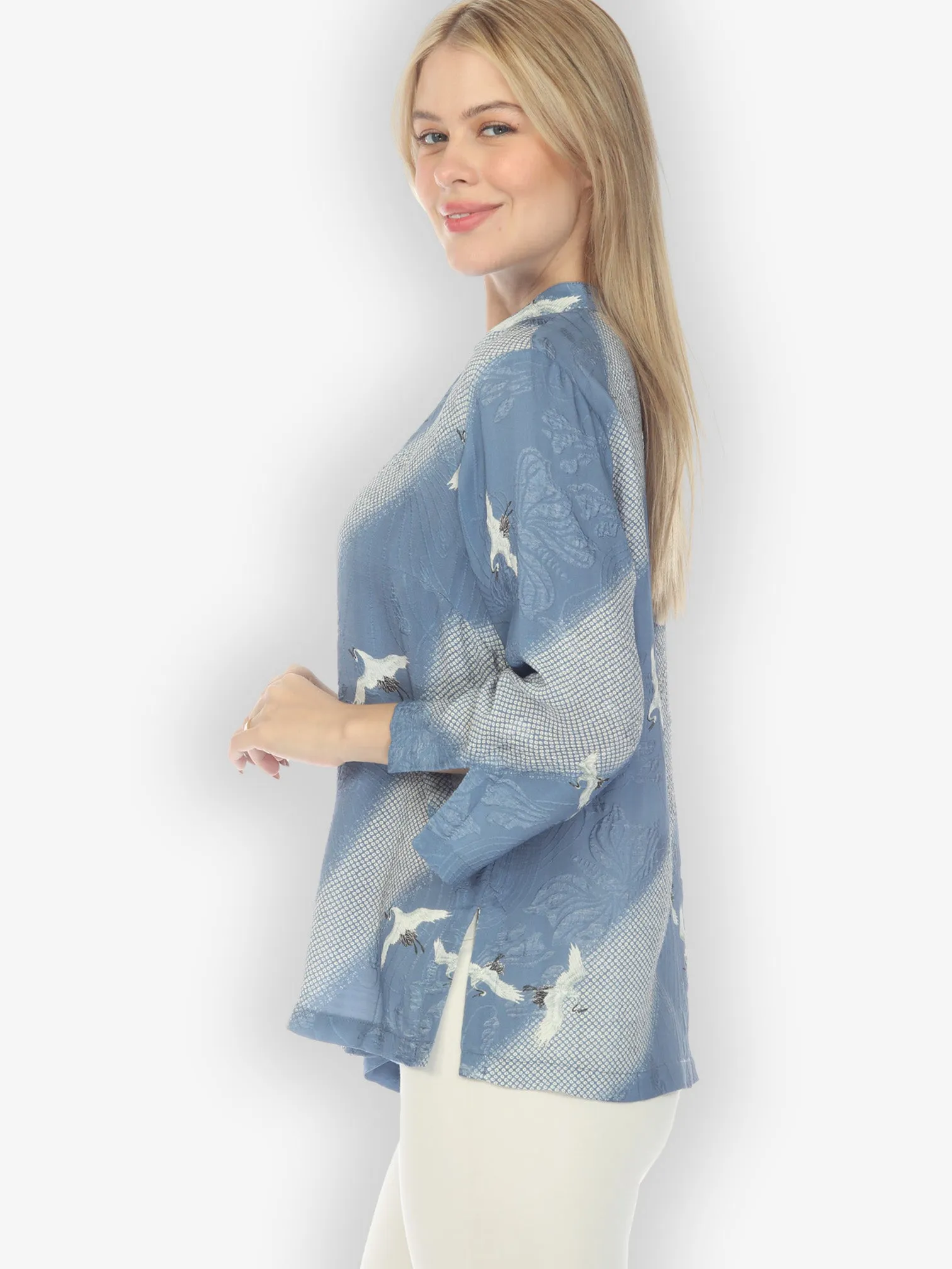 Shibori Flying Crane Silk Blouse sold by Citron product image thumbnail 2