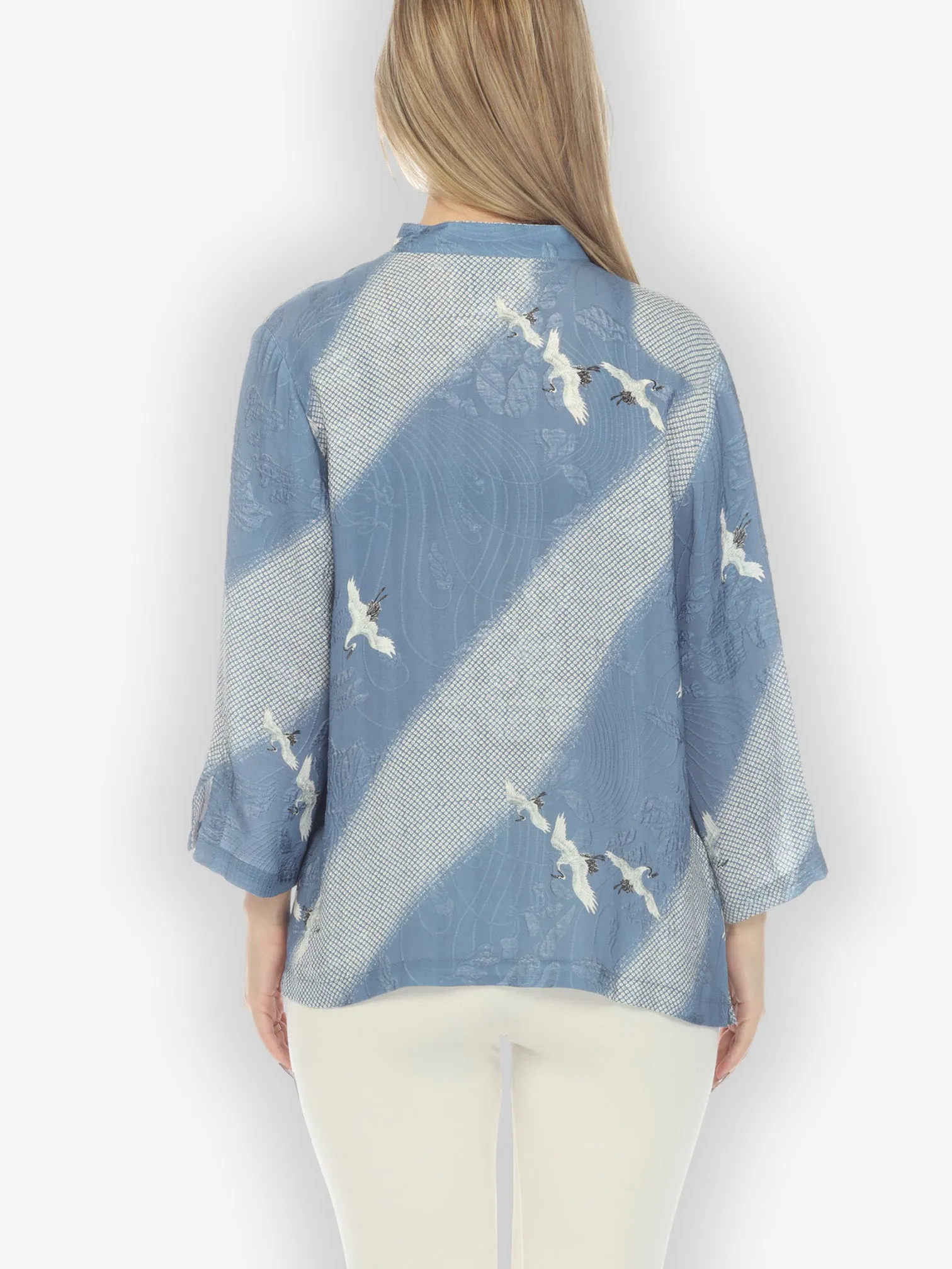Shibori Flying Crane Silk Blouse sold by Citron product image thumbnail 3
