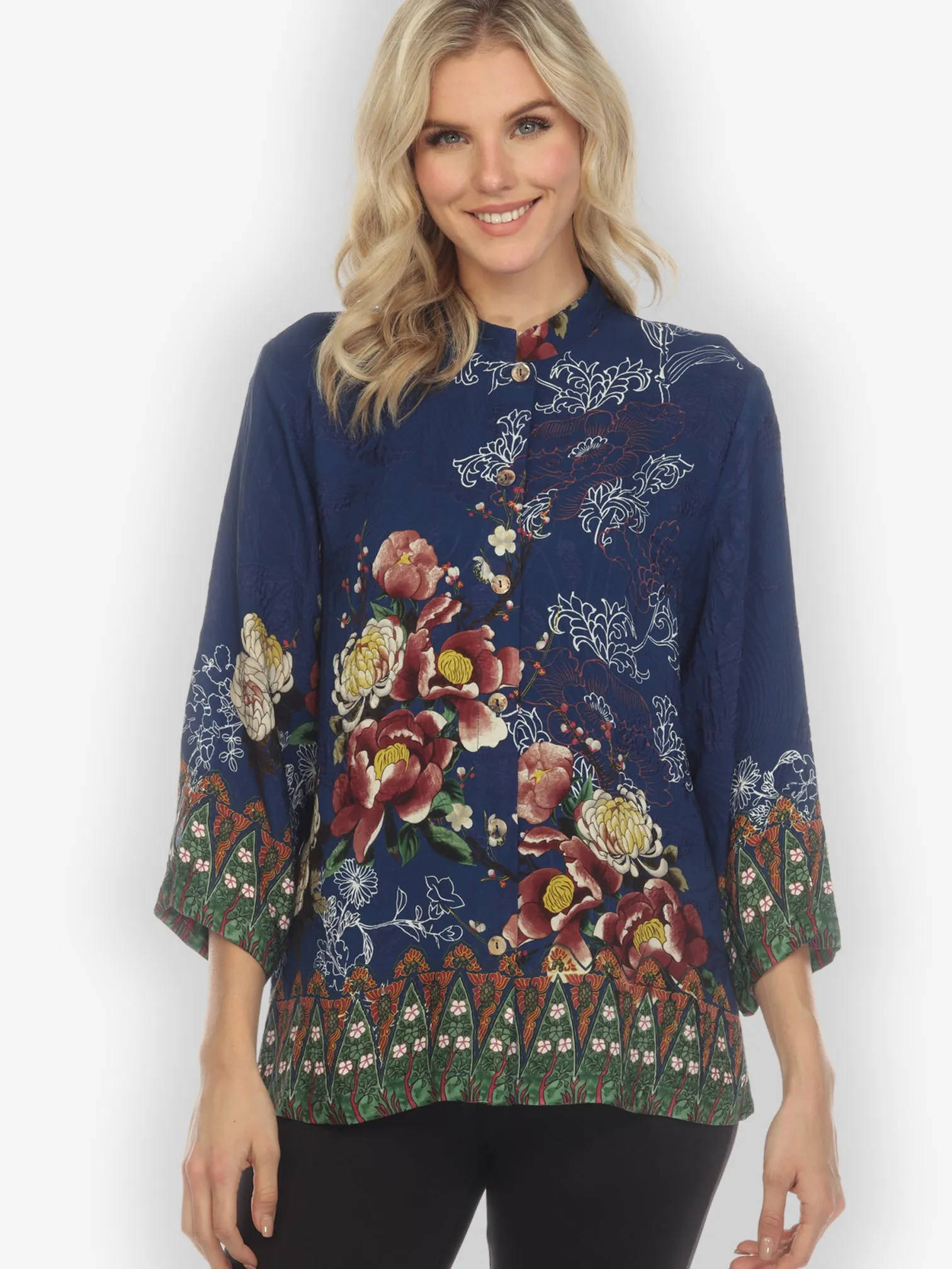 Mums and Border Silk Blouse sold by Citron
