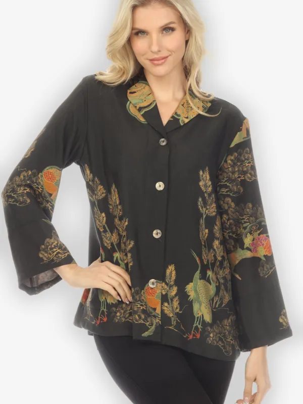 Antique Crane Silk Jacket made by Citron