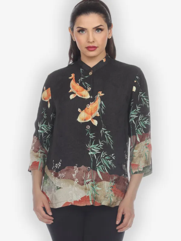 Engineered Koi Design Citron Style Silk Blouse sold by Citron