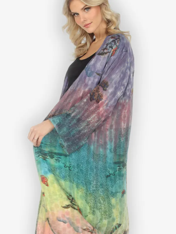 Koi Waves Butterflies Open Front Duster sold by Citron