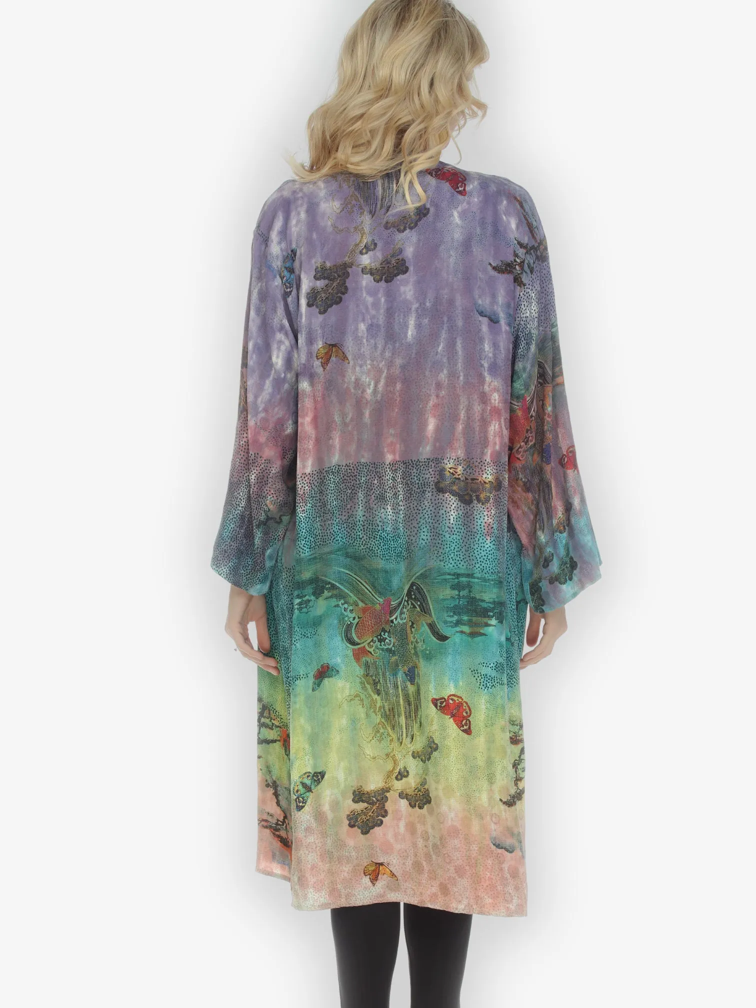 Koi Waves Butterflies Open Front Duster sold by Citron product image thumbnail 3