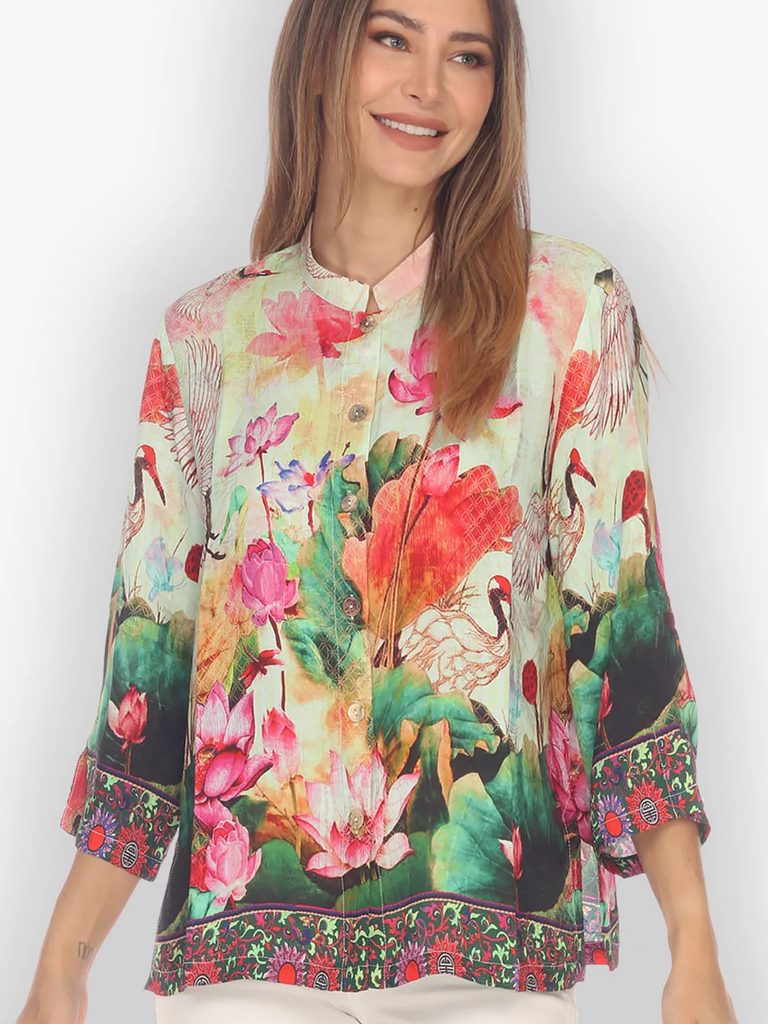 Wild Crane TP Silk Blend Blouse sold by Citron