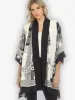 Black White Blossom Silk Kimono sold by Citron