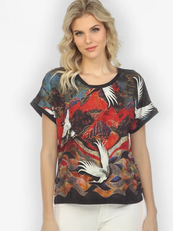 Crane Mountain Sky Cap Sleeves Tee sold by Citron