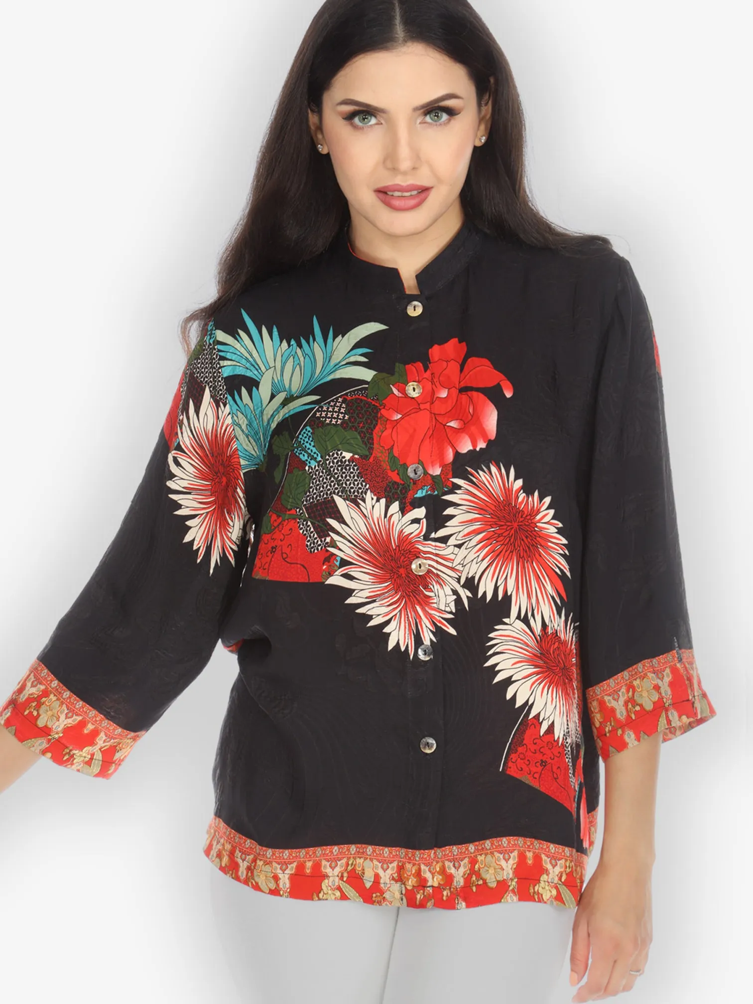 Chrysanthemum Border Silk Blouse sold by Citron