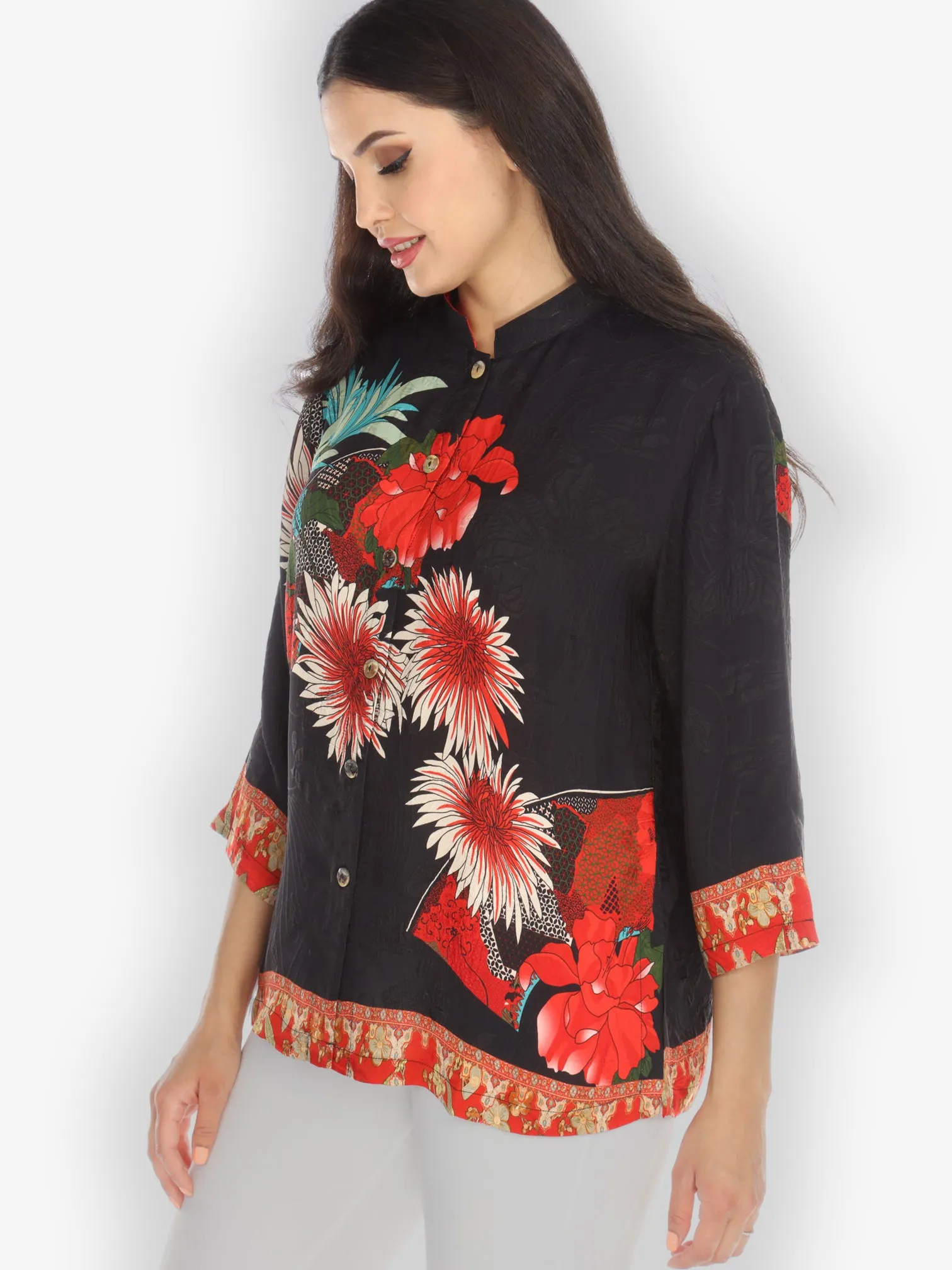 Chrysanthemum Border Silk Blouse sold by Citron product image thumbnail 2