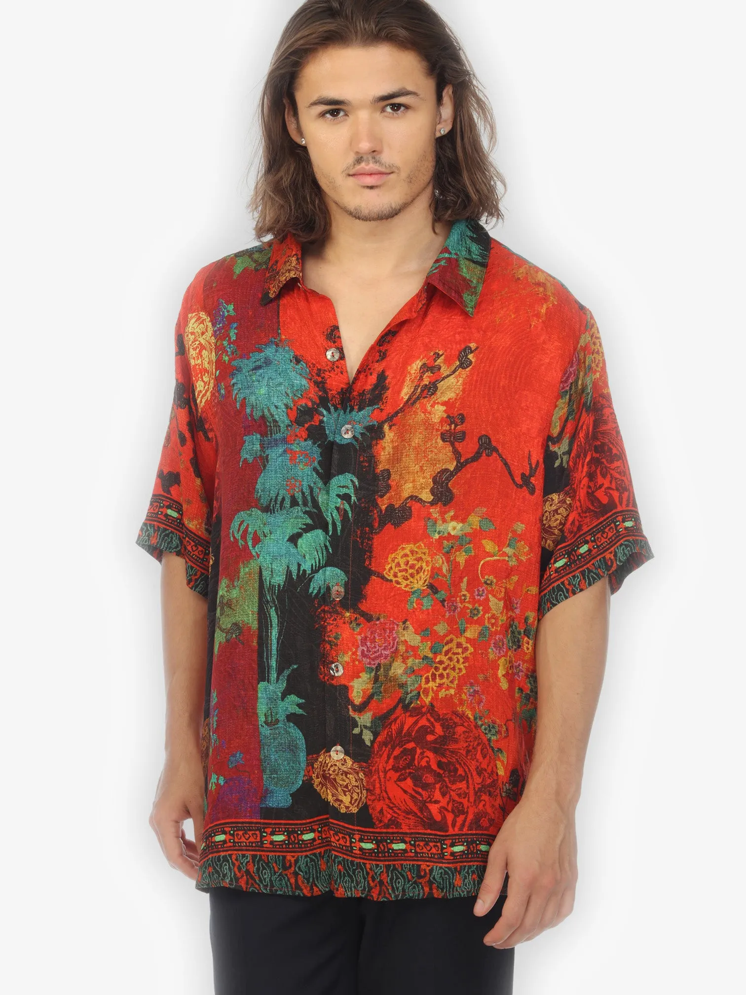 Vintage Vase Floral Men’s Silk Blend Shirt sold by Citron