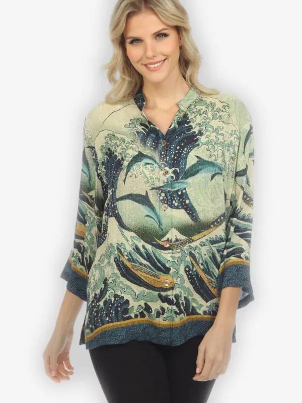 Japanese Wave Silk Blouse sold by Citron