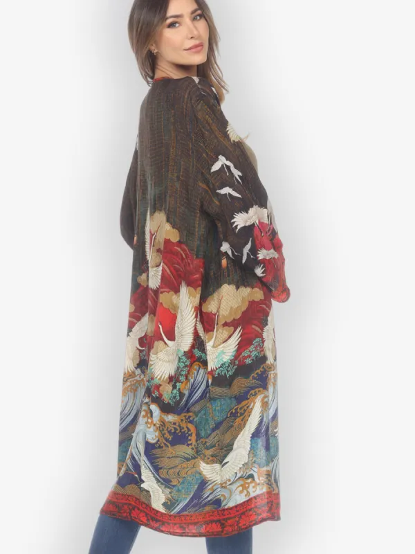 Open Front Silk Kimono Duster sold by Citron
