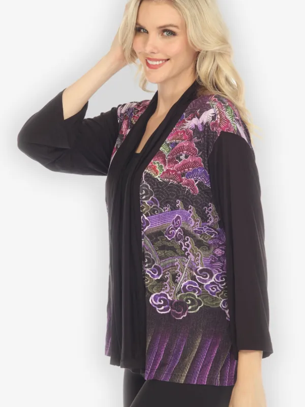 Geometric Waves Border in Purple Cardigan sold by Citron