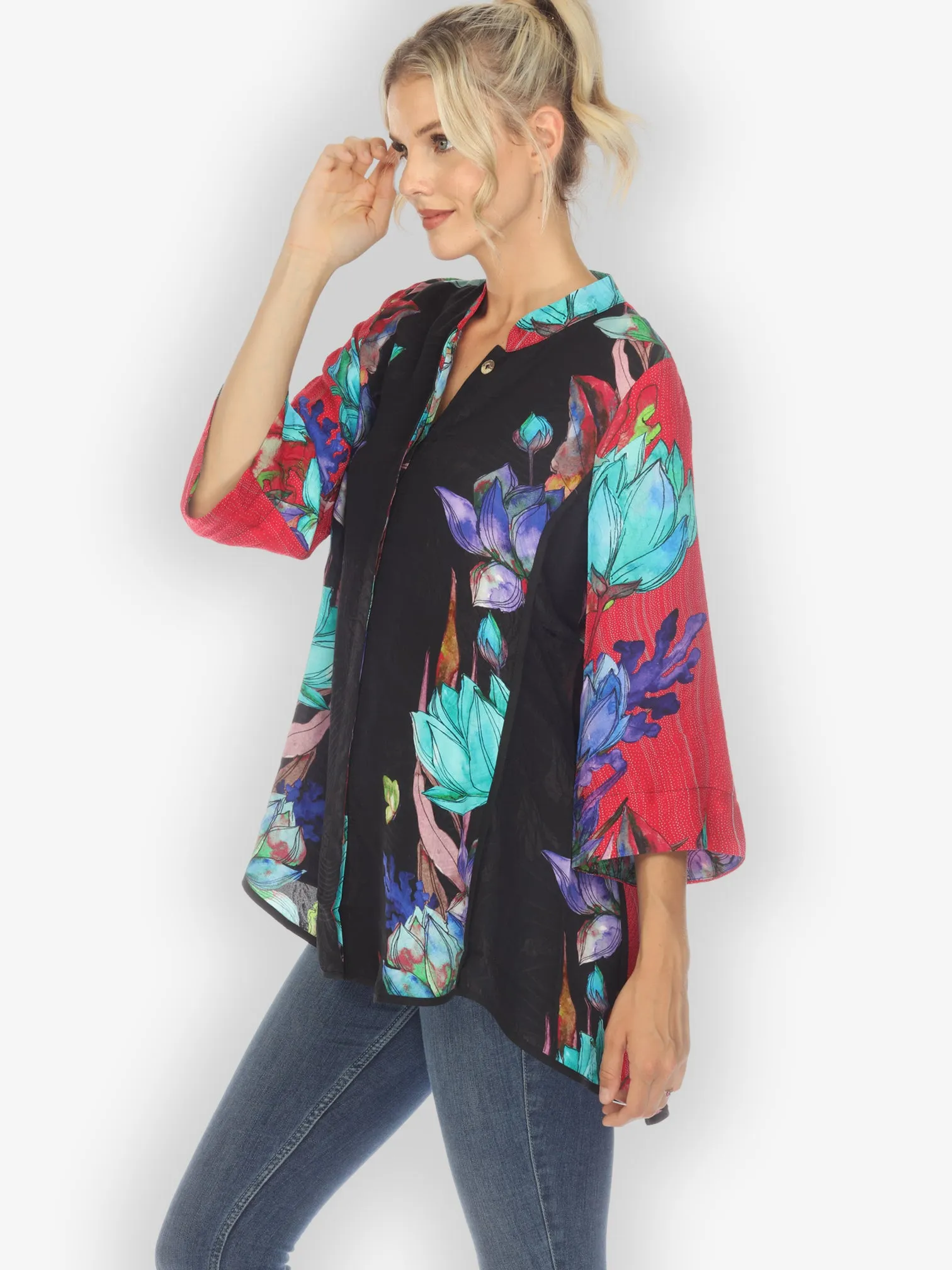 Lotus Sunny Breeze Red Silk Blouse sold by Citron product image thumbnail 2