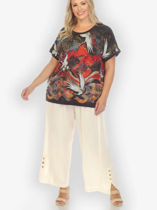 Silk Ivory Pull On Pant sold by Citron