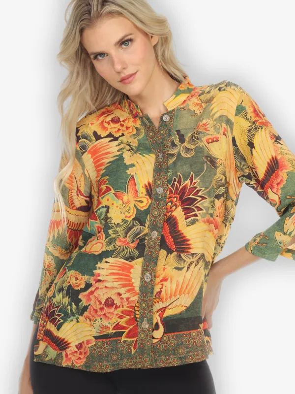 Crane Butterfly Dyed Citron Style Blouse sold by Citron