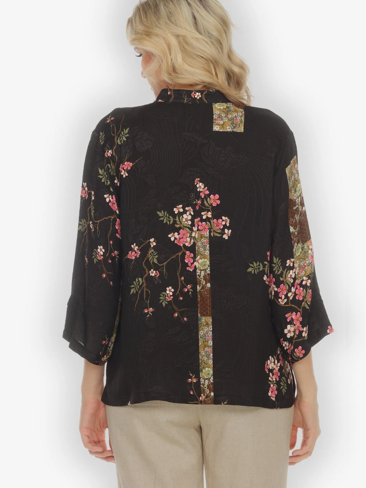 Vintage Bamboo Flowers Silk Blouse sold by Citron product image thumbnail 2