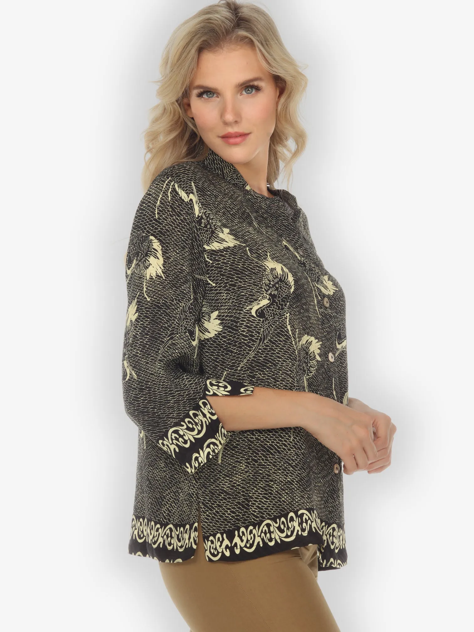 Black Cranes Citron Style Silk Blouse sold by Citron product image thumbnail 2