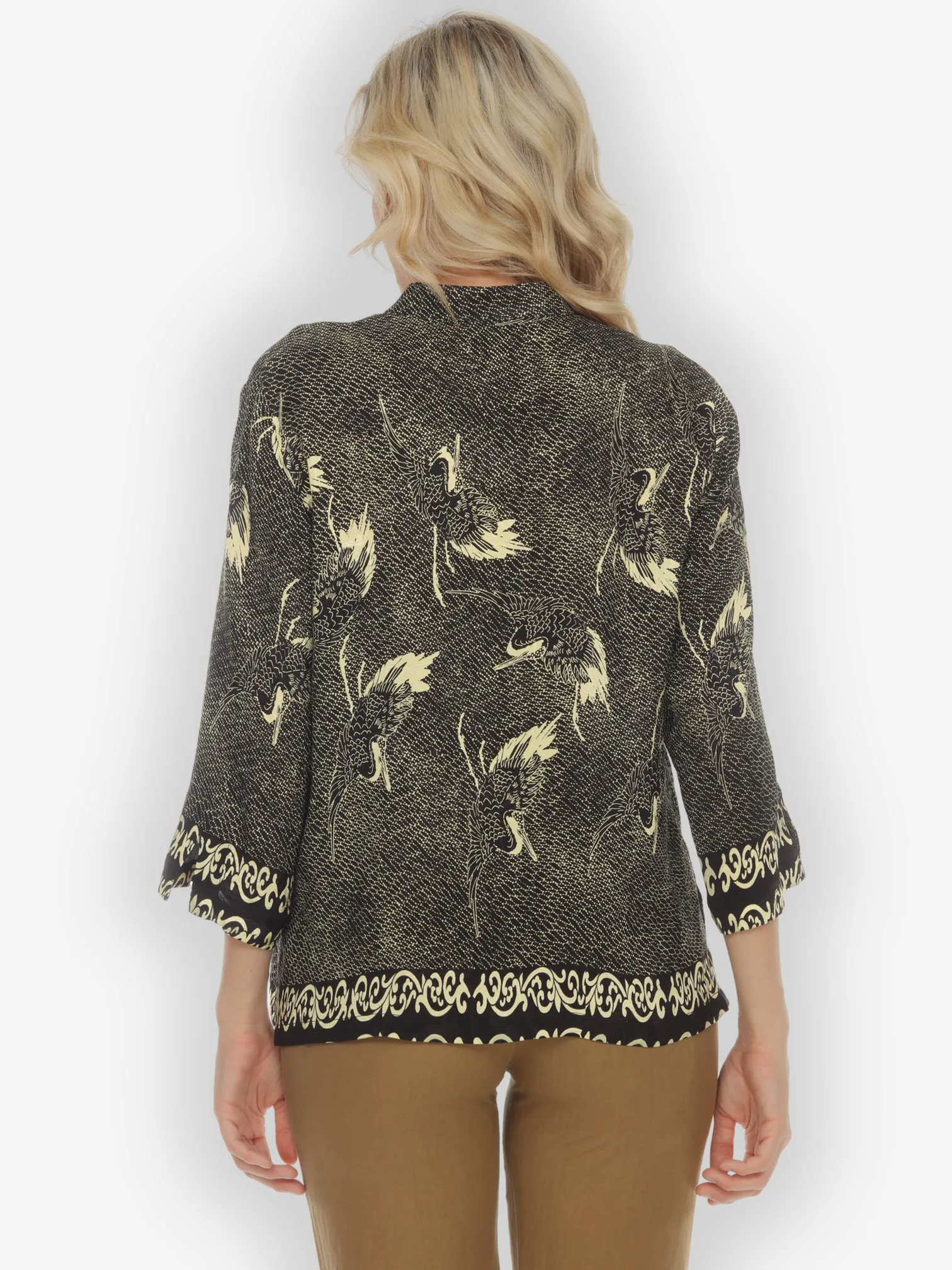 Black Cranes Citron Style Silk Blouse sold by Citron product image thumbnail 3