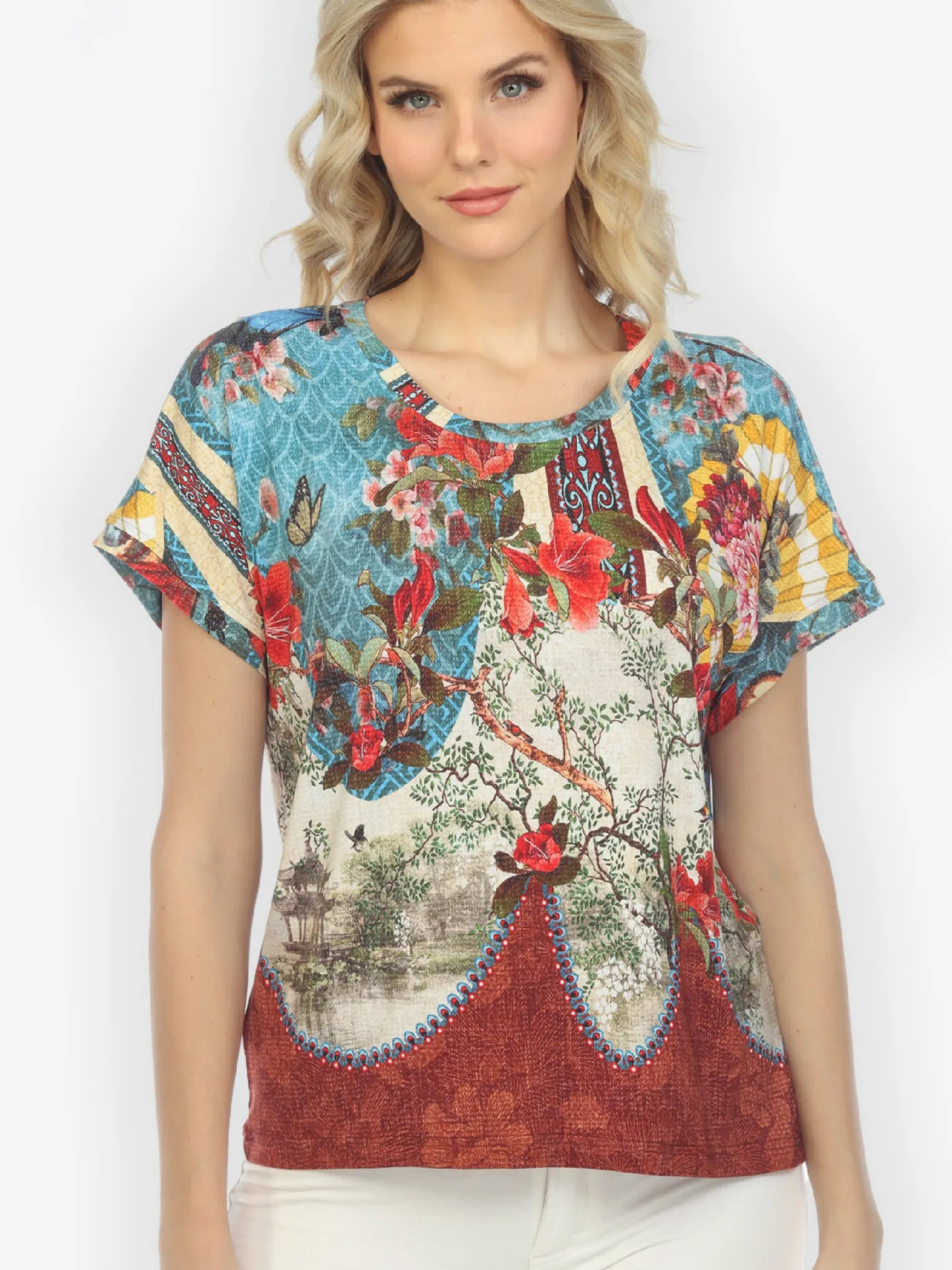 Fabulous Fans Flowers Cap Sleeves Tee sold by Citron product image thumbnail 2