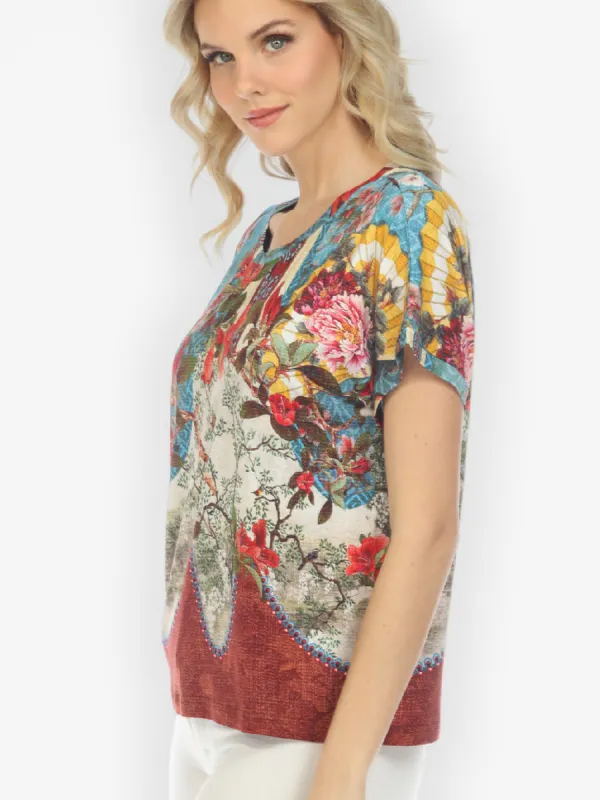Fabulous Fans Flowers Cap Sleeves Tee sold by Citron