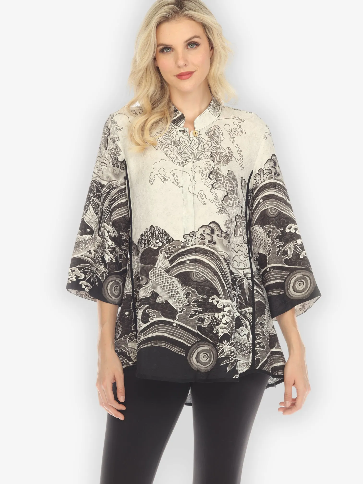 Koi Black White Tummy Tuck Shirt sold by Citron product image thumbnail 2