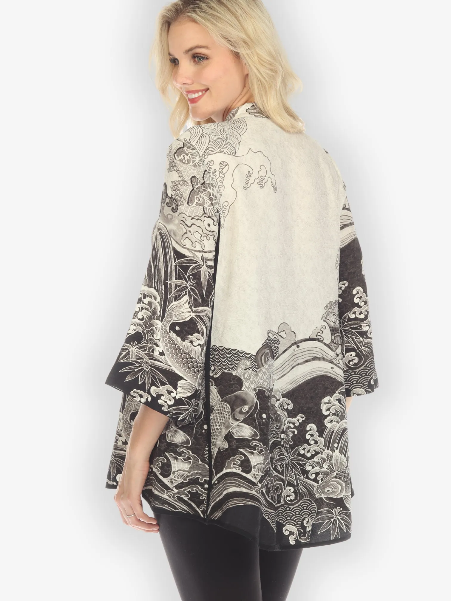 Koi Black White Tummy Tuck Shirt sold by Citron product image thumbnail 4