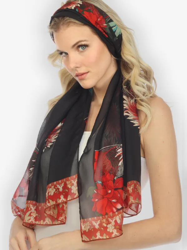 Chrysanthemum Border Silk Scarf sold by Citron
