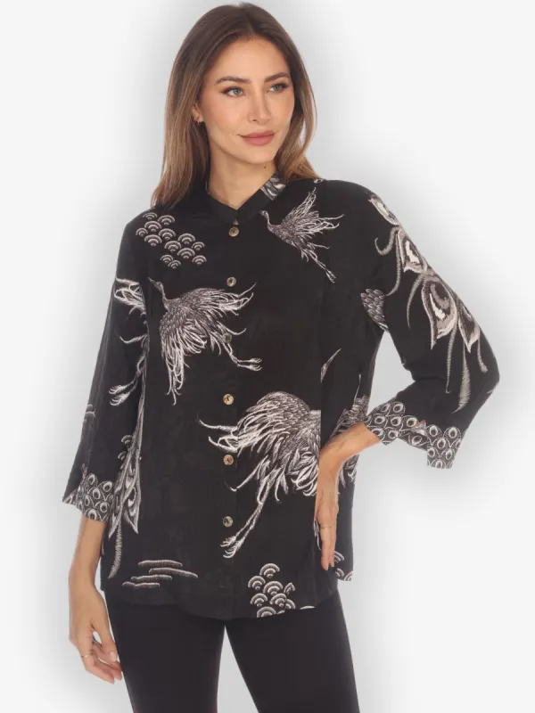 Flow Crane Citron Style Silk Blouse sold by Citron