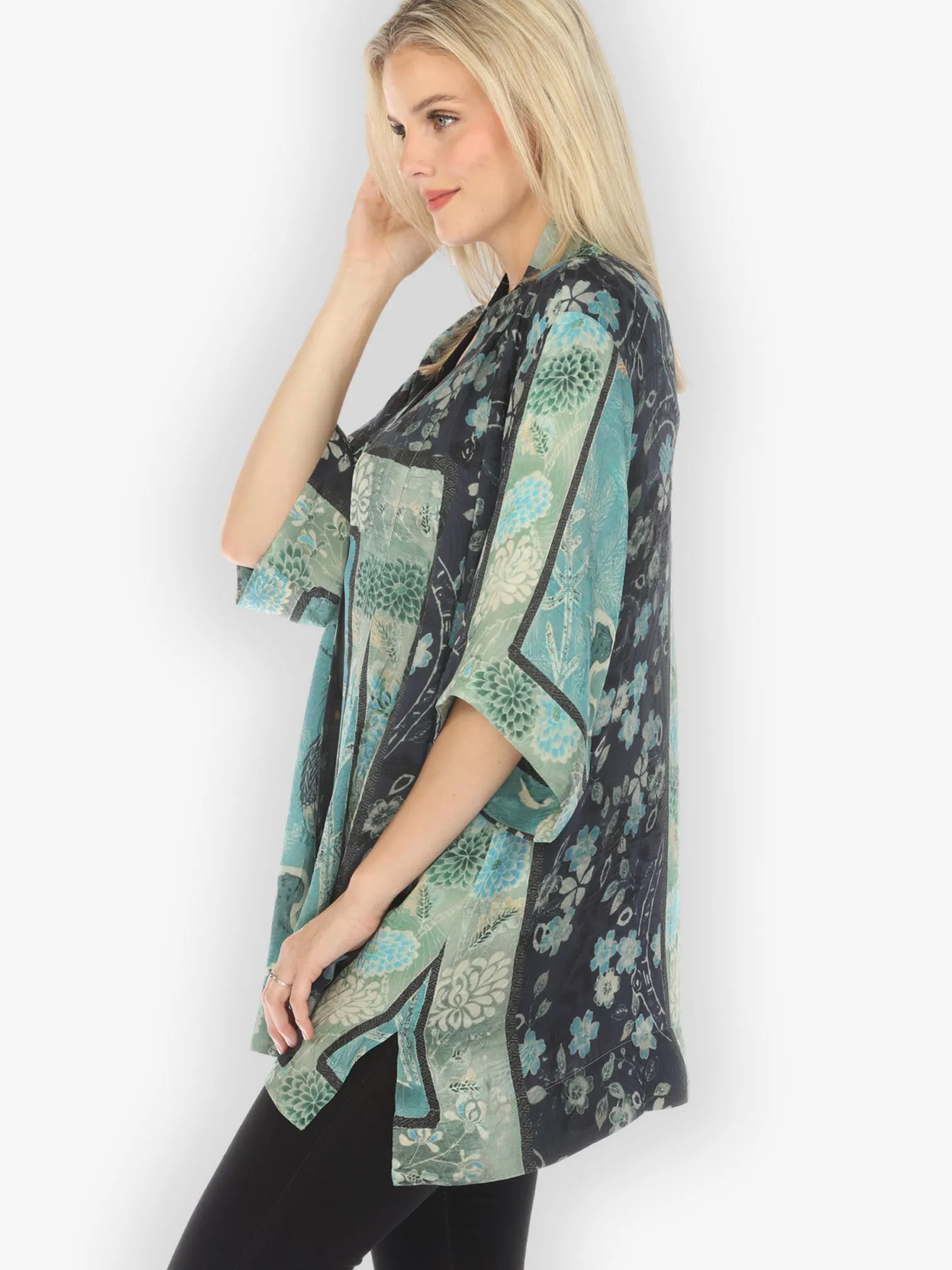 Crane Bamboo Floral Silk Kimono Jacket sold by Citron product image thumbnail 2