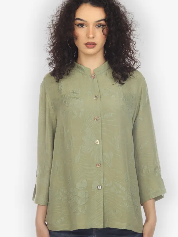 Solid Olive Silk Blouse sold by Citron