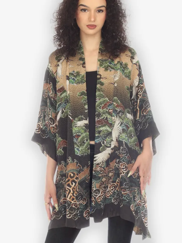 Geometric Wave Silk Kimono Jacket sold by Citron