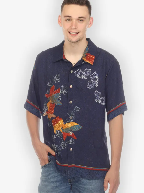 Good Luck Fish Men's Silk Shirt sold by Citron
