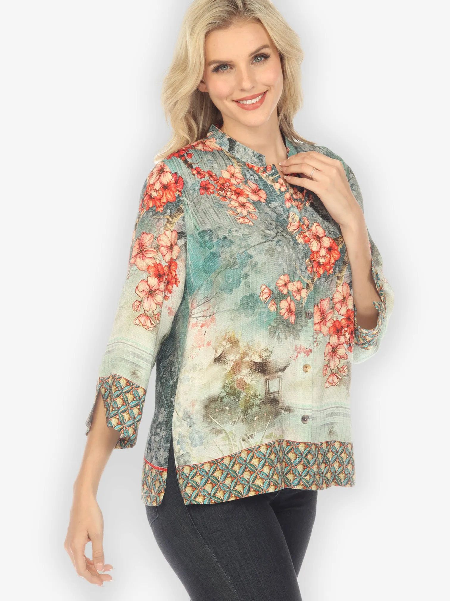 Summer Blossom Silk Blend Classic Blouse sold by Citron product image thumbnail 2