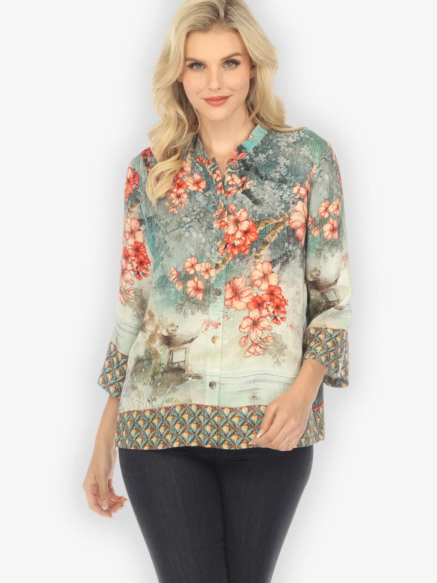 Summer Blossom Silk Blend Classic Blouse sold by Citron product image thumbnail 3
