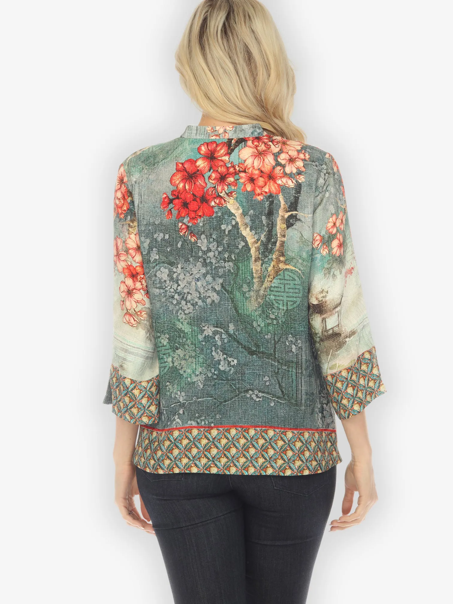 Summer Blossom Silk Blend Classic Blouse sold by Citron product image thumbnail 4