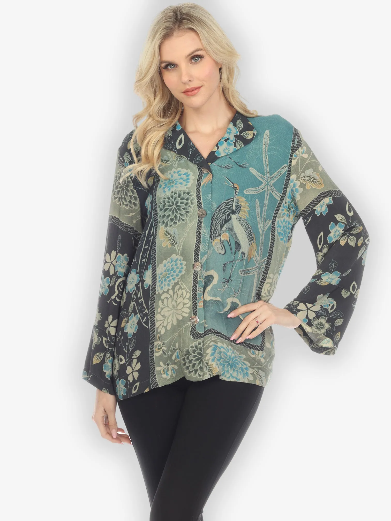 Crane Bamboo Floral Silk Jacket sold by Citron product image thumbnail 3